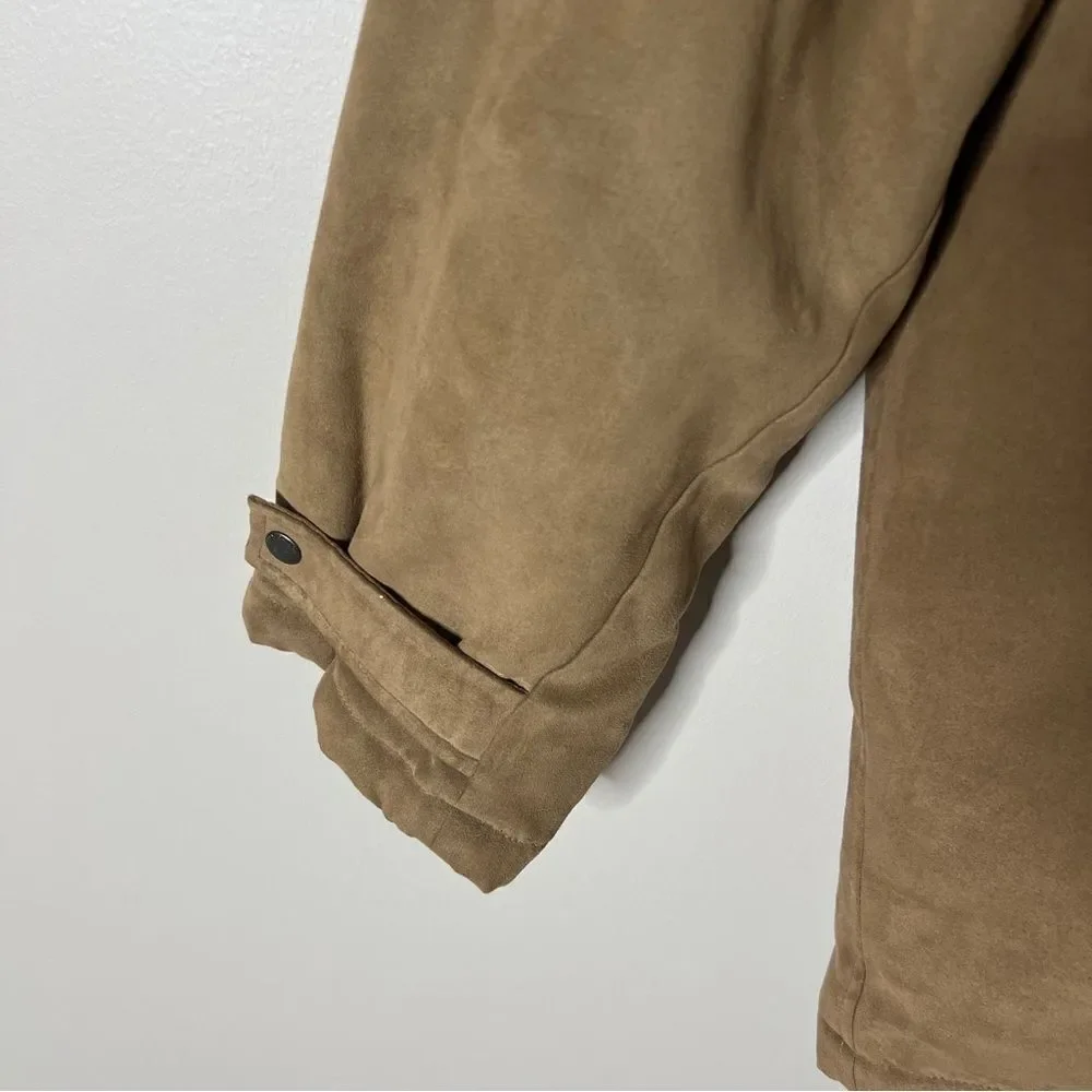 Alex Cannon Men’s Tan Wool Lined Faux‎ Suede Zip Snap Down Jacket Size Large
